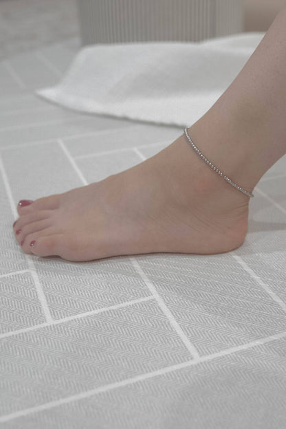 Lovoda - Micro Beaded Anklet | Silver