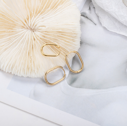 Melange Blanc - E080 rectangle hoop, hoop earring, rectanglehoop earring