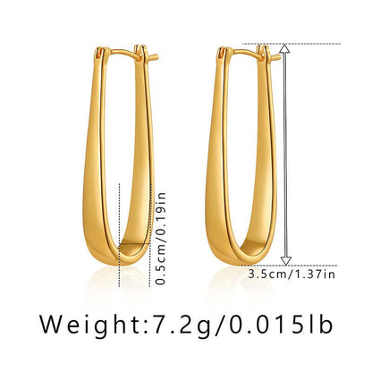 Dipped Shop - Simple U-Shape Drop Hoop Earrings DPJE1267