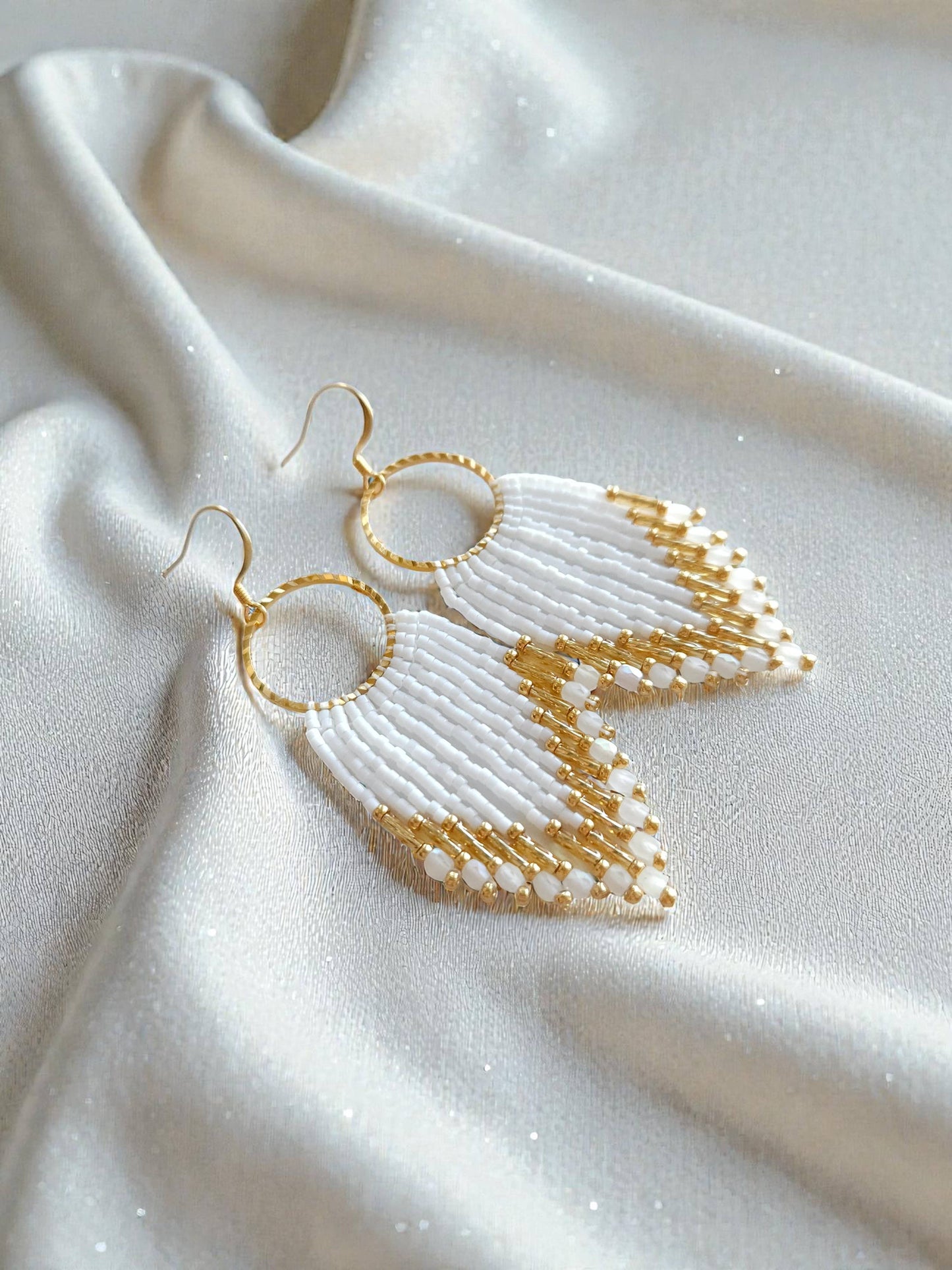 Mountain Sun Creations - Glimmer - Elegant Monochromatic Fringe Earrings