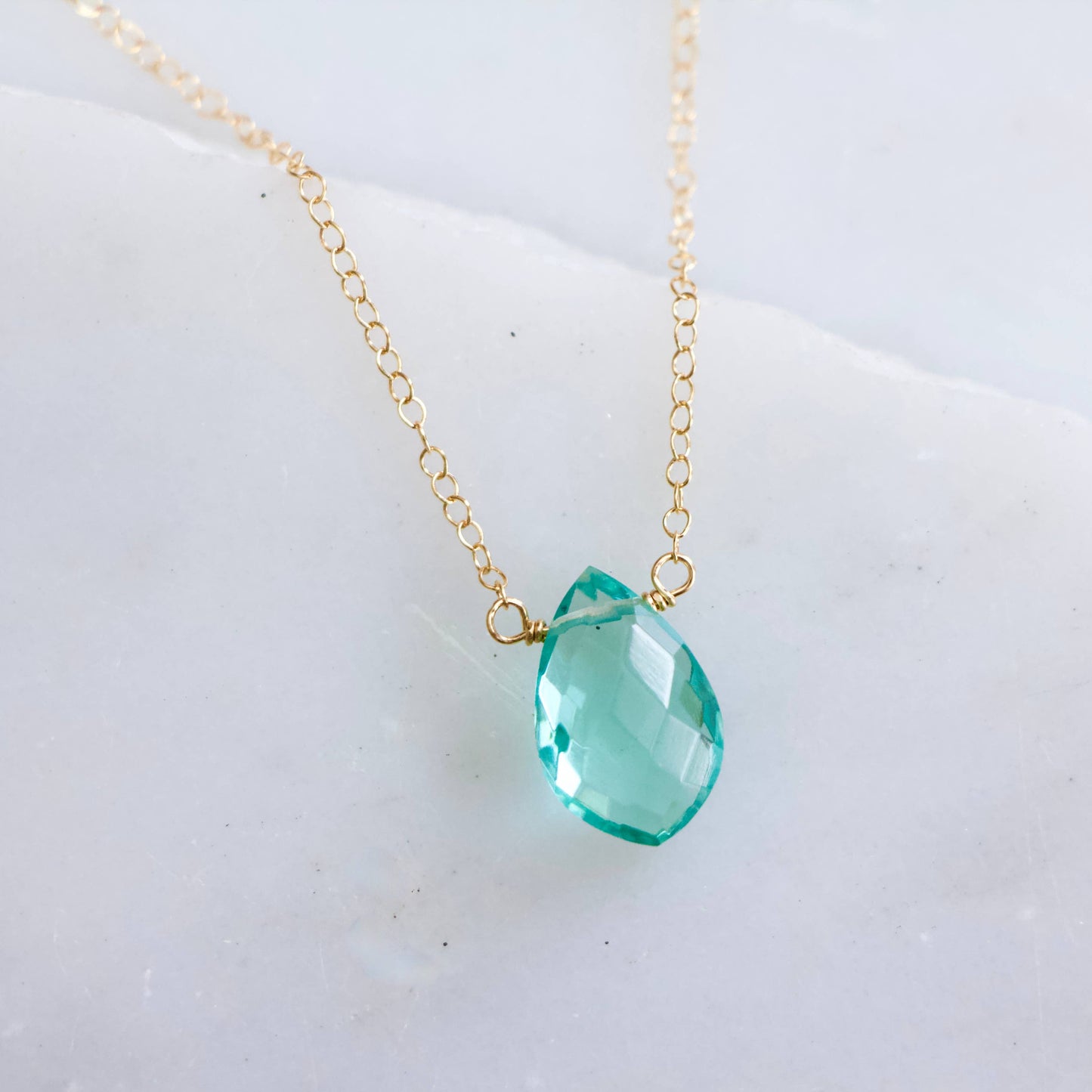 Mesa Blue - Aquamarine Quartz Necklace - Gold Filled