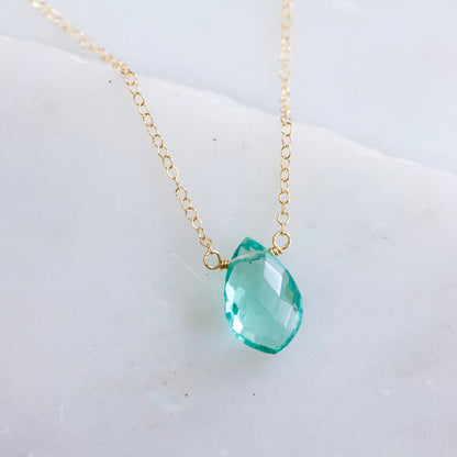 Mesa Blue - Aquamarine Quartz Necklace - Gold Filled