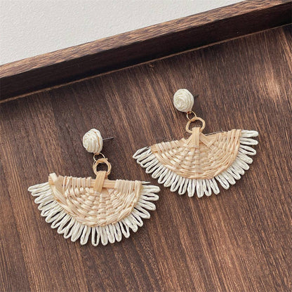 Dipped Shop - Vintage Handwoven Rattan Grass Earrings DP25D776