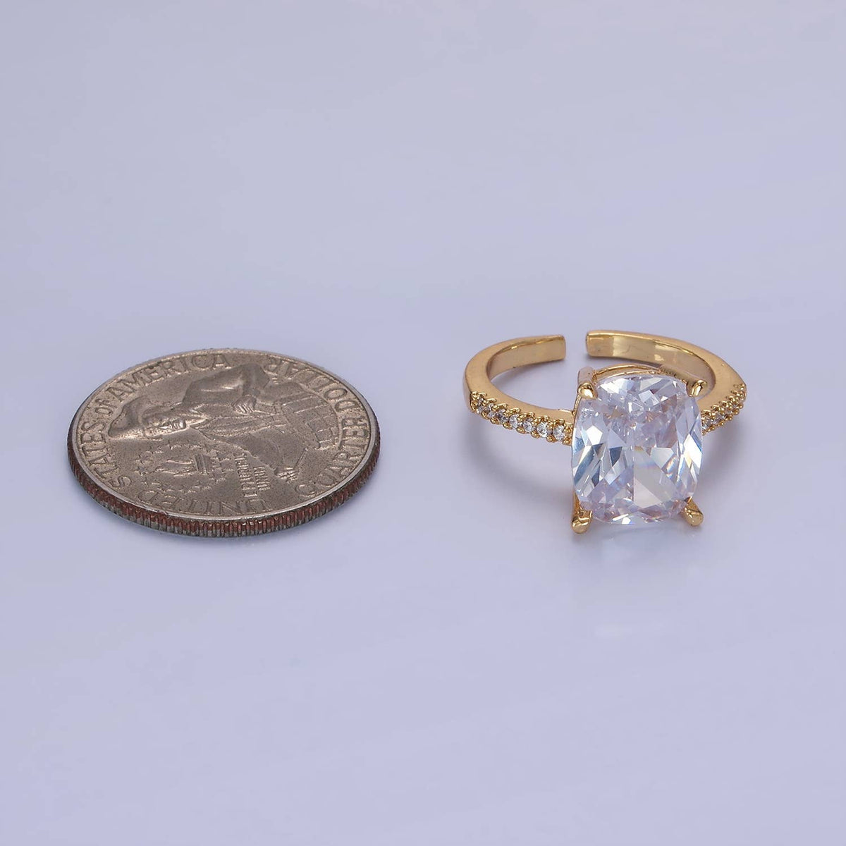 Aim Eternal - 14K Gold Filled Clear Oval CZ Micro Paved Solitaire Ring