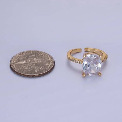 Aim Eternal - 14K Gold Filled Clear Oval CZ Micro Paved Solitaire Ring