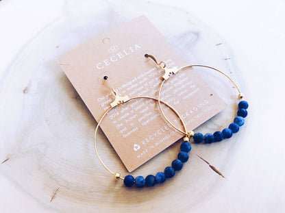 Cecelia Designs Jewelry - Gemstone and Gold Plated Hoop Earrings