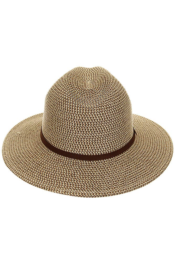 Hana - C.C Suede Band Trim Panama Sun Hat