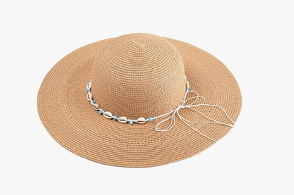 Jen & Co. - HAT2328 Agatha Straw Hat w/ Seashell & Bead Band