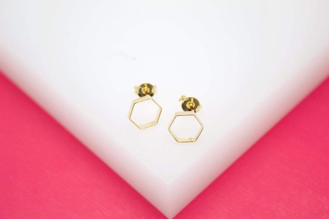 MIA Jewelry - 18K Gold Filled Hexagon Shaped Stud Earrings
