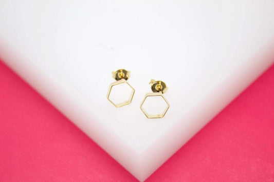 MIA Jewelry - 18K Gold Filled Hexagon Shaped Stud Earrings