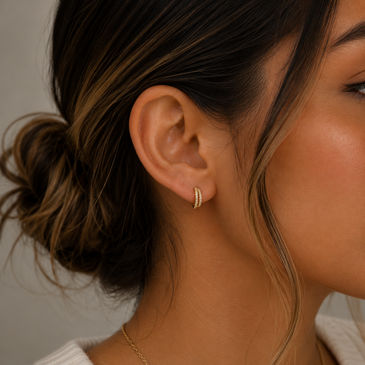 JaxKelly - Double Champagne Hoop - Gold Earrings