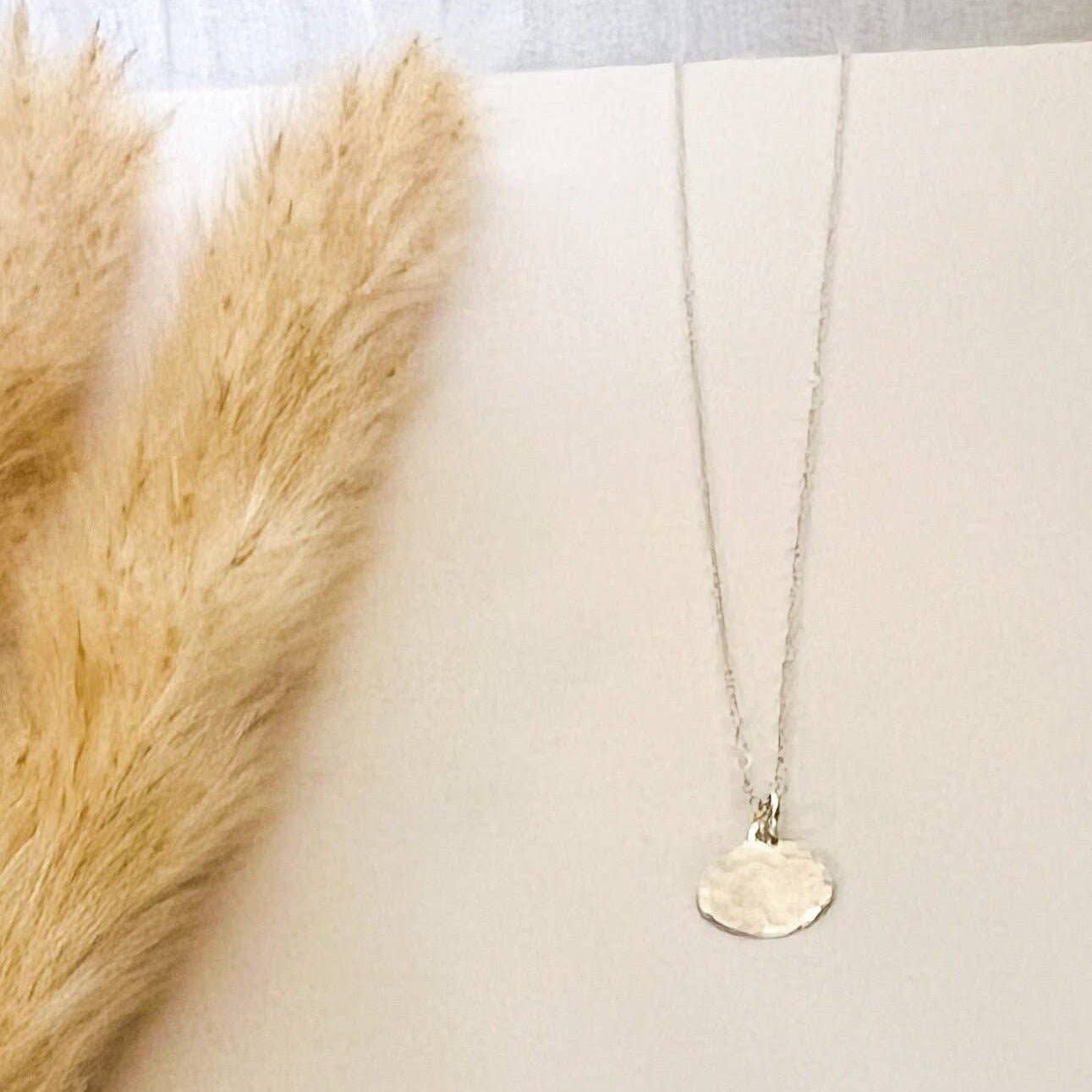 Sela+Sage - Hand Hammered Drop Necklace, Gold Filled Coin