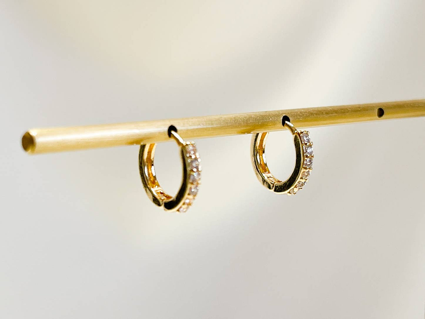 Melange Blanc - E162 paved huggie hoop earring, huggie earring, paved hoop