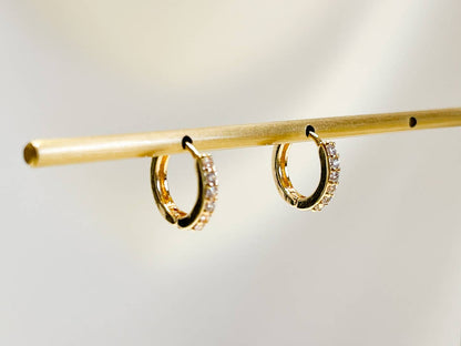 Melange Blanc - E162 paved huggie hoop earring, huggie earring, paved hoop