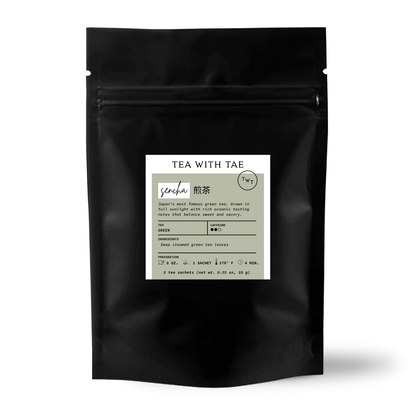 Tea with Tae - Sencha Japanese Green Tea Small Gift Pouch (5 tea bags)