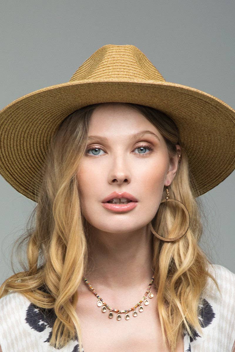 Urbanista - Duo-Tone Panama Hat with Wood Beads