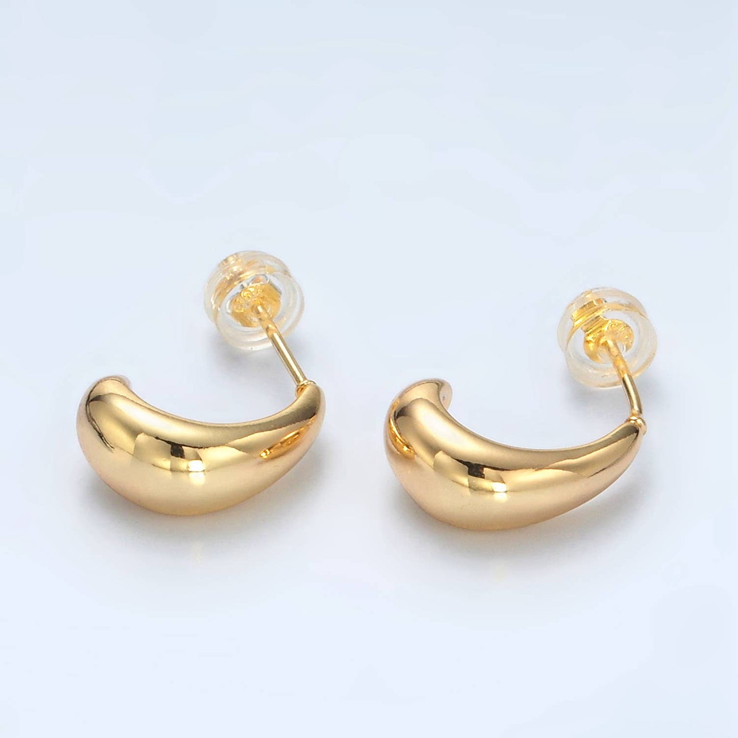 Aim Eternal - 24K Gold Filled Dome J-Shaped Hoop Earrings | Q-452