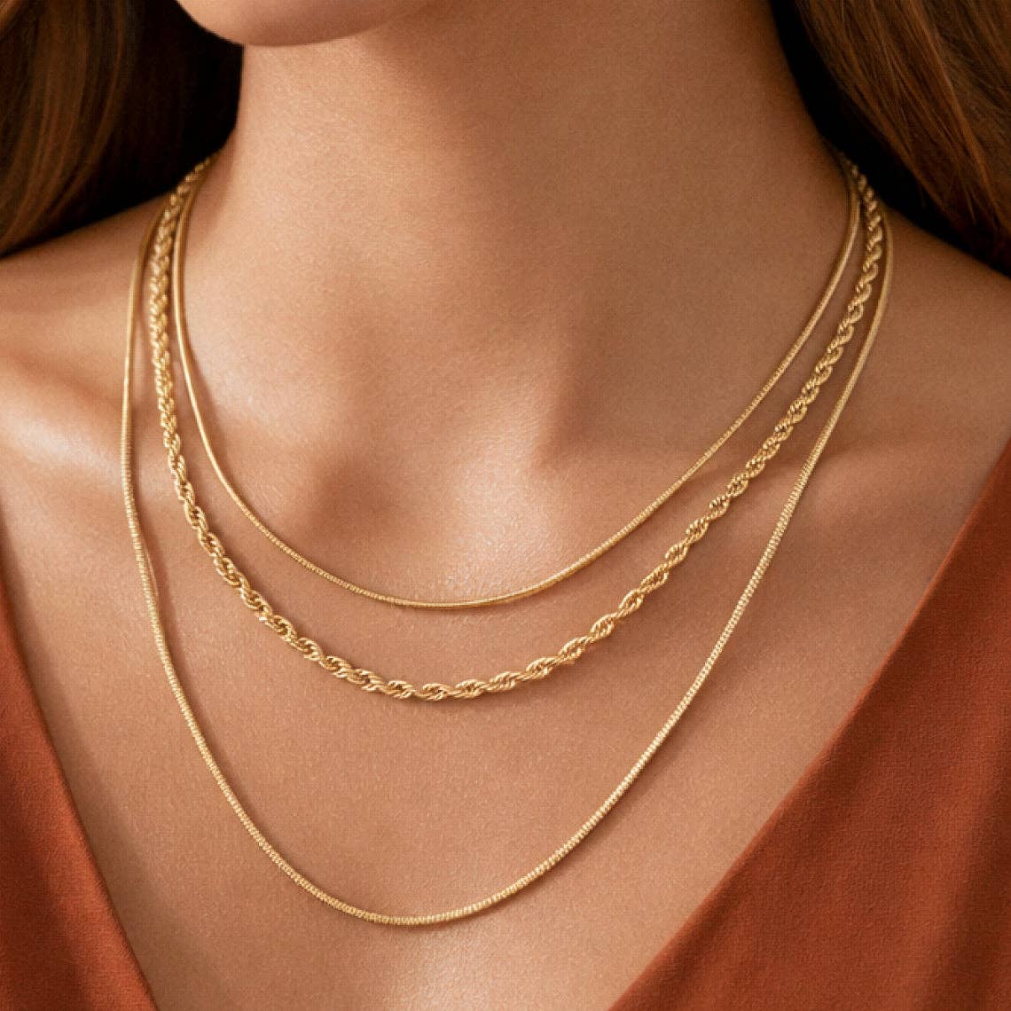 MA211 Mia Accessories - 18K Gold Plated Waterproof Stainless Steel Chain Necklace - 7050