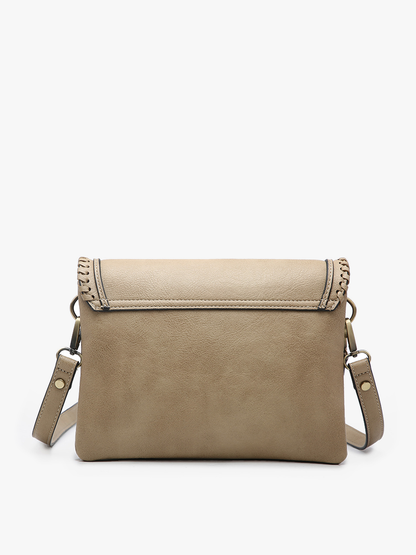 Jen & Co. - M1802A Sloane Flapover Crossbody w/ Whipstitch and Tassel