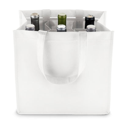 TRUE - Reusable 6 Bottle Non Woven Fabric Wine Tote ASST COLORS