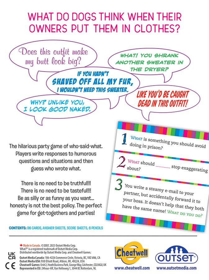 Outset Games and Cobble Hill Puzzles - What? (new design) Easy to Learn. Impossible not to laugh.