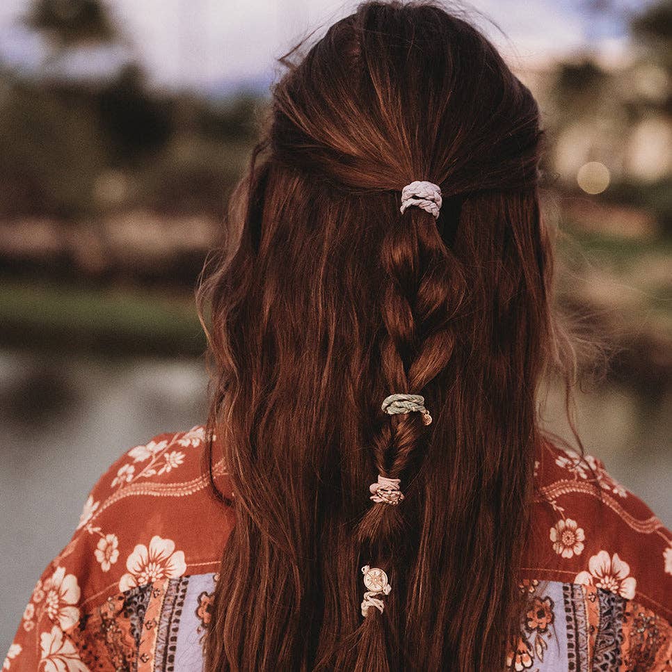K'lani hair tie bracelets - "Explore" Gold Compass Charm Hair Tie Bracelets