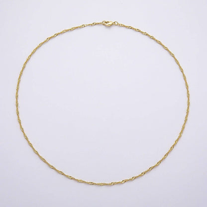 Aim Eternal - 16K Gold Filled 2mm Twisted Singapore Chain 18 Inch Necklace | WA-04483