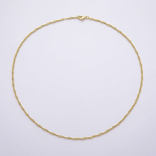 Aim Eternal - 16K Gold Filled 2mm Twisted Singapore Chain 18 Inch Necklace | WA-04483