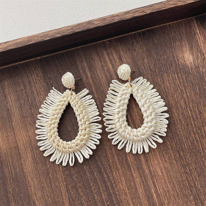 Dipped Shop - Vintage Handwoven Rattan Grass Earrings DP25D776