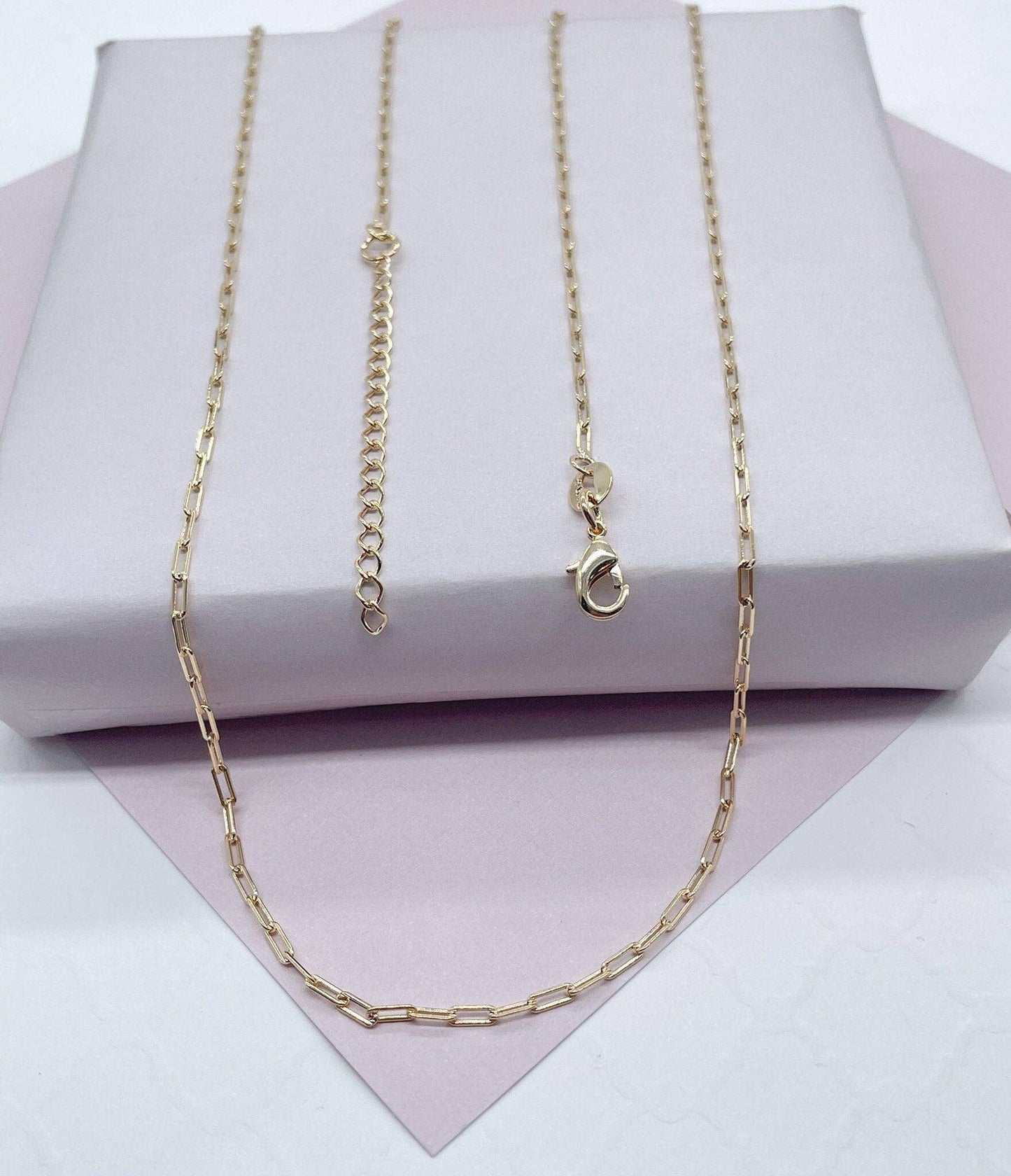 Milie Jewels - 18k Gold Filled 2mm Dainty Paper Clip Chain Necklace for Who