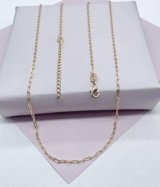 Milie Jewels - 18k Gold Filled 2mm Dainty Paper Clip Chain Necklace for Who