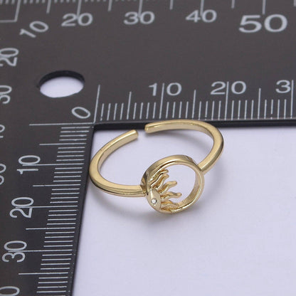 Aim Eternal - 24K Gold Filled Sun Ring, Celestial Astrology Golden Ring with Crystal Cubic Zirconia CZ S-334