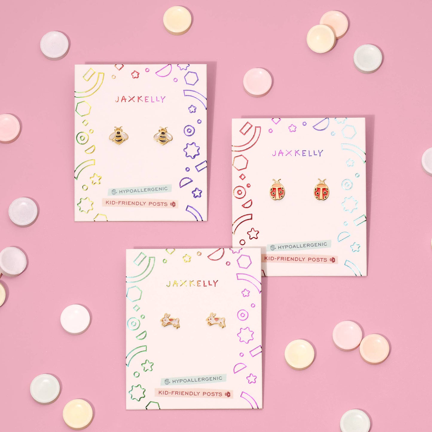 JaxKelly - Ladybug Enamel Flat Back Kids Earrings