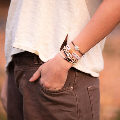 K'lani hair tie bracelets - "Paws" Natural Hues with Silver & Paw Accents Hair Tie Bracelet