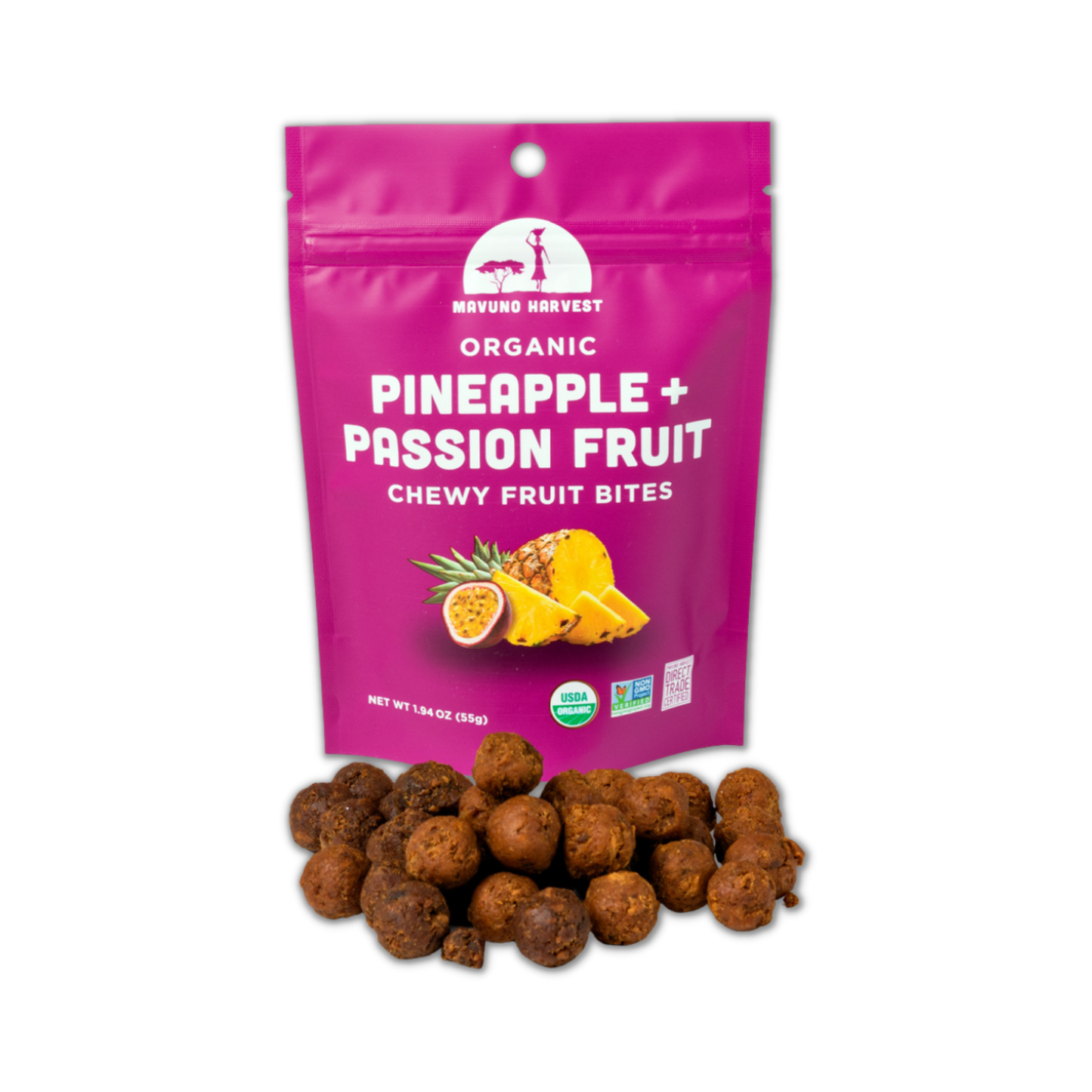 Mavuno Harvest Organics - Organic Pineapple & Passionfruit Fruit Bites, 8-pack case