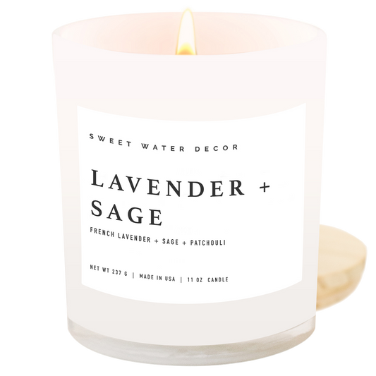 Sweet Water Decor - Lavender and Sage 11 oz Soy Candle - Home Decor & Gifts