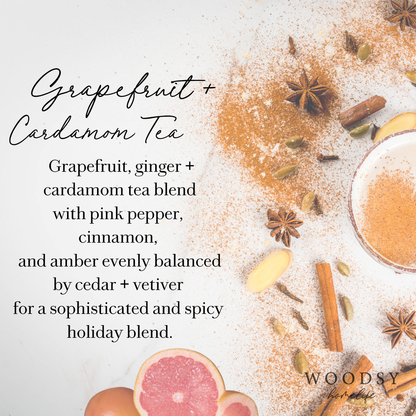 Woodsy Homelife - Grapefruit & Cardamom Tea-Solid Brass 14oz Pure Soy Candle