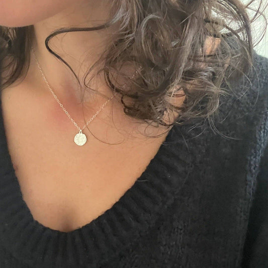 Sela+Sage - Hammered Gold Filled Circle Pendant Necklace