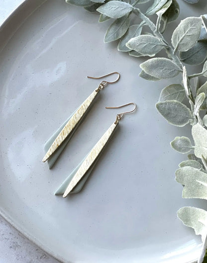 Ethereal Clay - Boho Clay Dangles, Brass Dagger Charm, Spring Style