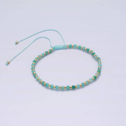 Aim Eternal - 14K Gold Filled Turquoise Multifaceted Turquoise Rope Adjustable Friendship Bracelet | WA-2013 ~ WA-2015