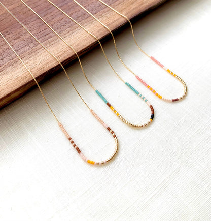 Ocean Breakup - Thin Beaded Necklace - Desert Collection