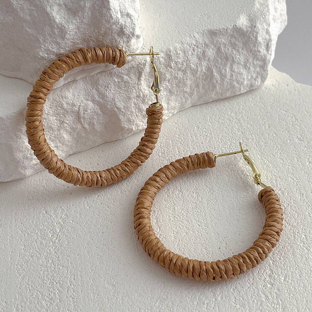 Dipped Shop - Vintage Cool Rattan Circle Hoop Earrings DPJE1719