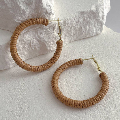 Dipped Shop - Vintage Cool Rattan Circle Hoop Earrings DPJE1719
