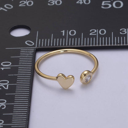 Aim Eternal - Simple Minimalist Heart & CZ Stone Adjustable Open Ring