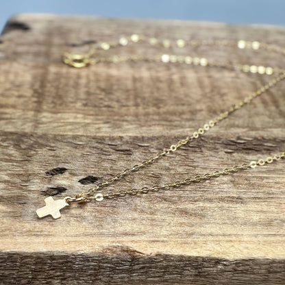 Sela+Sage - Tiny Religious Necklace, Christian Cross