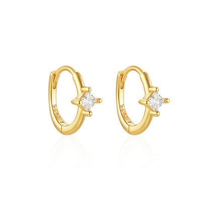 Melange Blanc - E183 huggie earring, diamond hoops, Diamond Huggie Earring