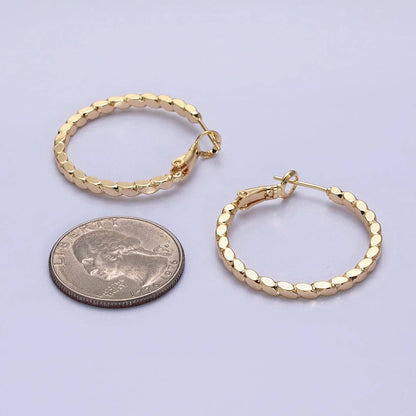 Aim Eternal - Gold Filled 30mm Geometric Oval Lined Hinge Hoop Earrings