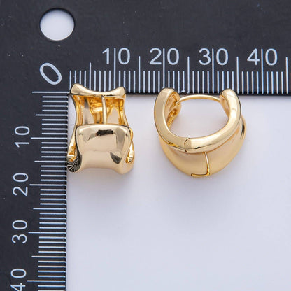 Aim Eternal - 18K Gold Filled 15.5mm Wide Molten Curved Geometric Huggie Earrings | Earrings-00039