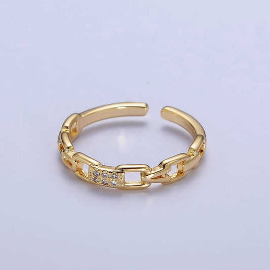 Aim Eternal - Dainty Minimalist Micro Pave Gold Chain Adjustable Ring