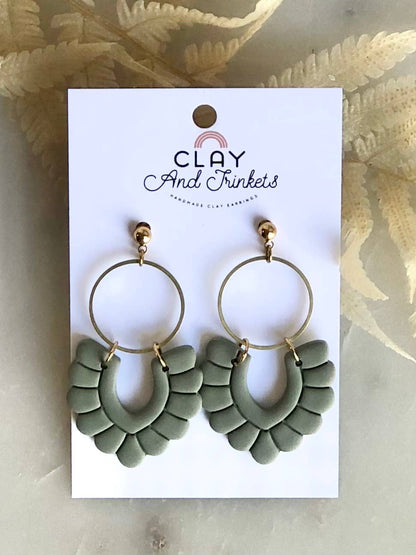 Clay and Trinkets - Boho Allie Dangles/Olive